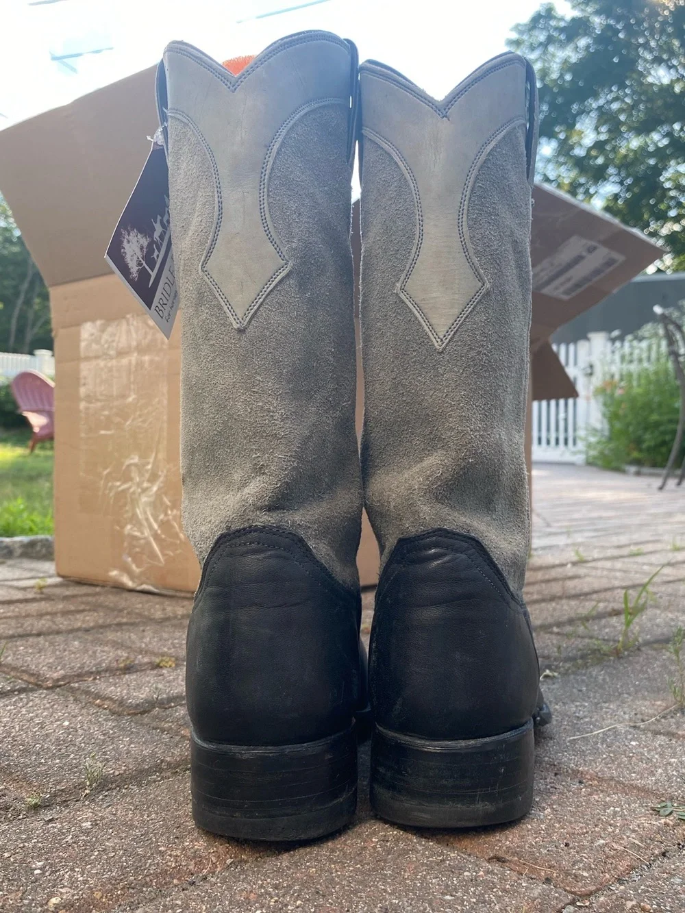 Women’s Justin Two-Tone Suede Black and green Leather Cowboy Boots